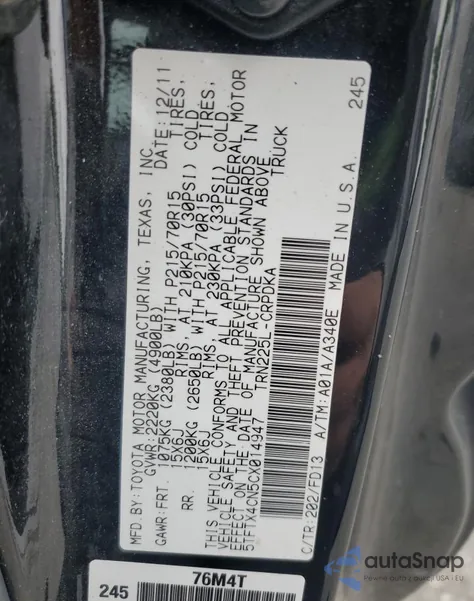 2012 Toyota Tacoma Access Cab from USA, damaged, VIN 5TFTX4CN5CX014947